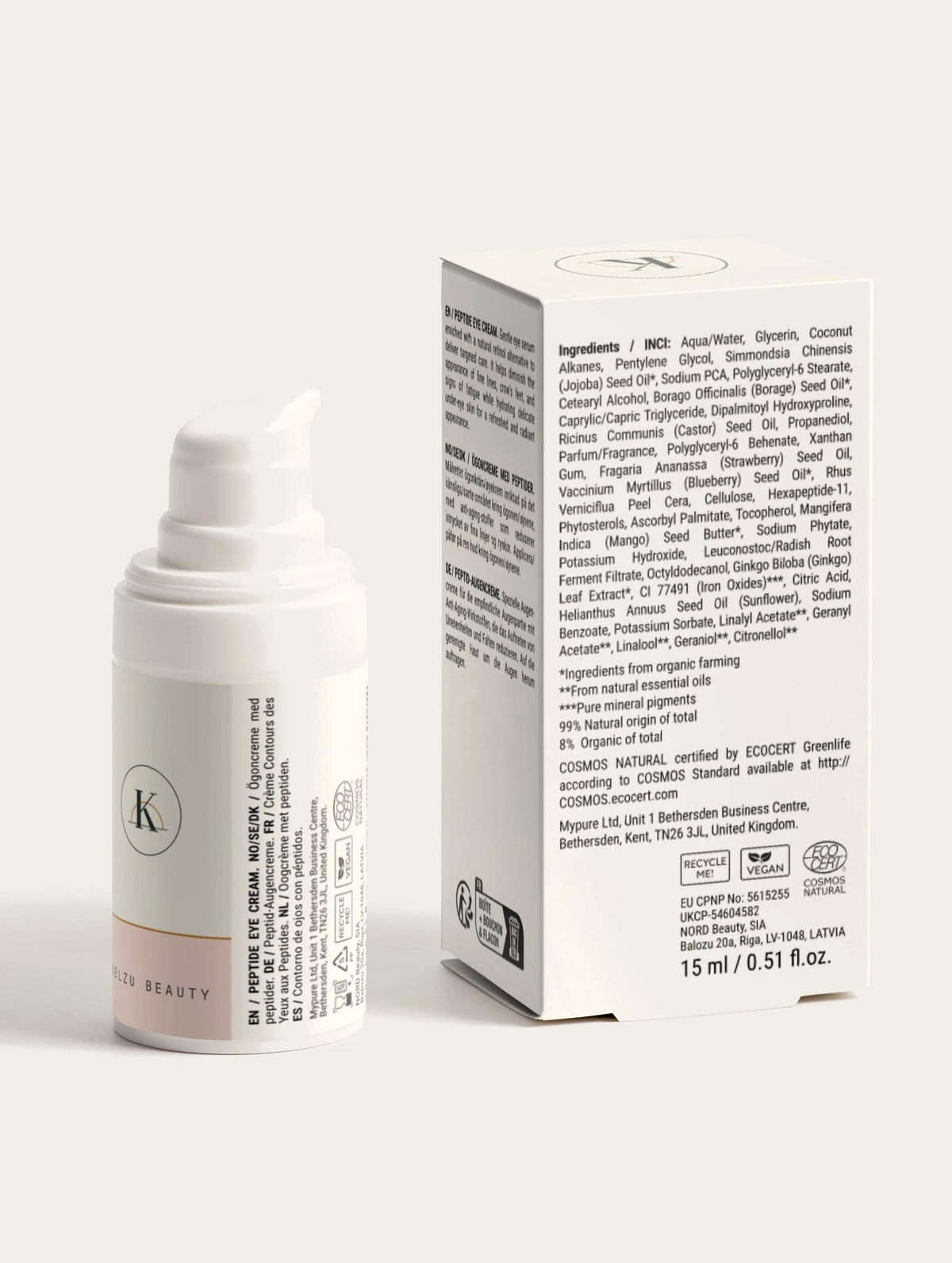 N°08 EYES – Peptid Augencreme 15 ml – Rückseite